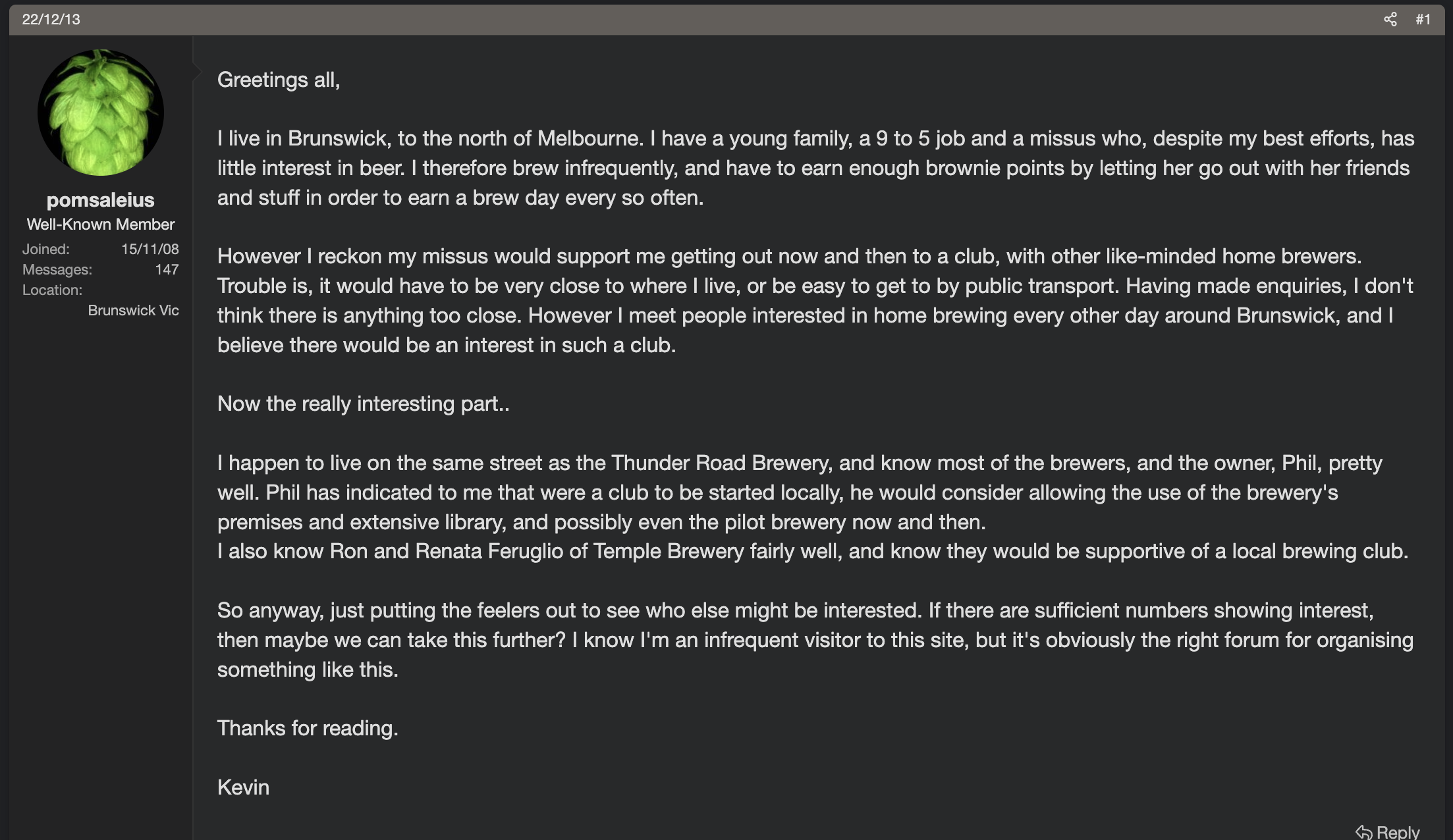 The Post that Started The Club