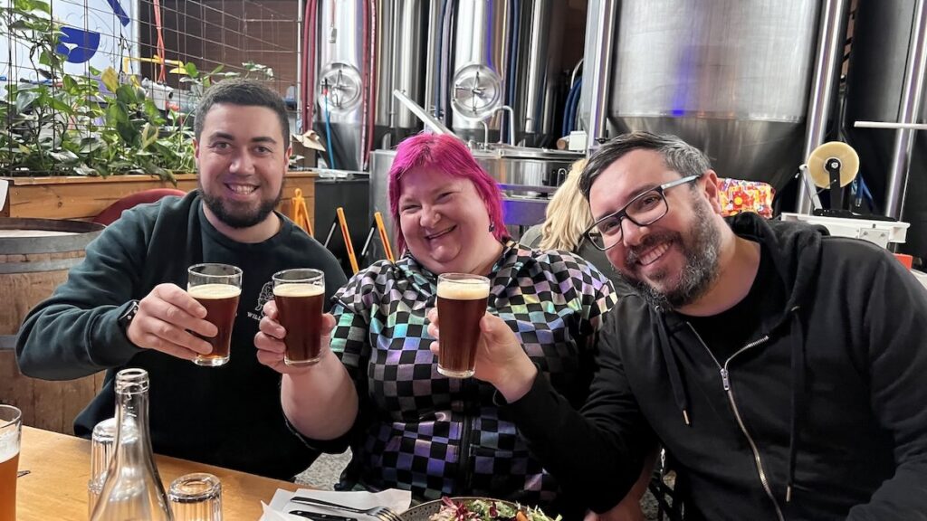 Merri Mashers gathered at a brewery